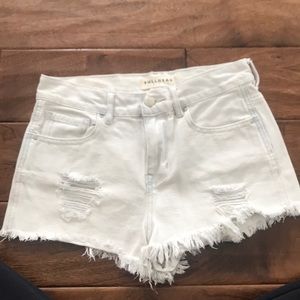 White denim jean shorts